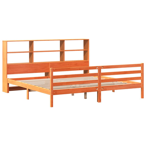 vidaXL Bookcase Bed without Mattress Wax Brown 200x200 cm Solid Wood