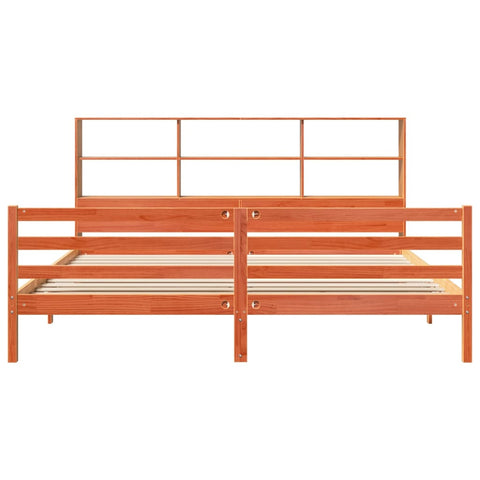 vidaXL Bookcase Bed without Mattress Wax Brown 200x200 cm Solid Wood