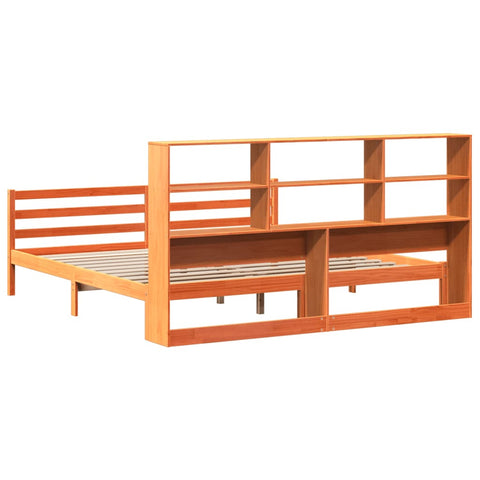 vidaXL Bookcase Bed without Mattress Wax Brown 200x200 cm Solid Wood