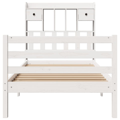 vidaXL Bookcase Bed without Mattress White 75x190 cm Small Single Solid Wood Pine