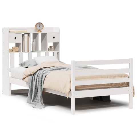 vidaXL Bookcase Bed without Mattress White 90x190 cm Single Solid Wood Pine