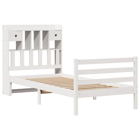 vidaXL Bookcase Bed without Mattress White 90x190 cm Single Solid Wood Pine