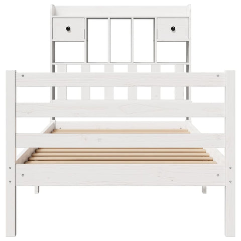vidaXL Bookcase Bed without Mattress White 90x190 cm Single Solid Wood Pine