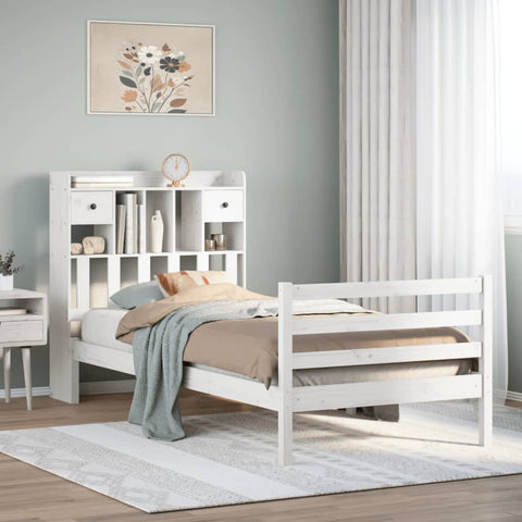 vidaXL Bookcase Bed without Mattress White 90x190 cm Single Solid Wood Pine