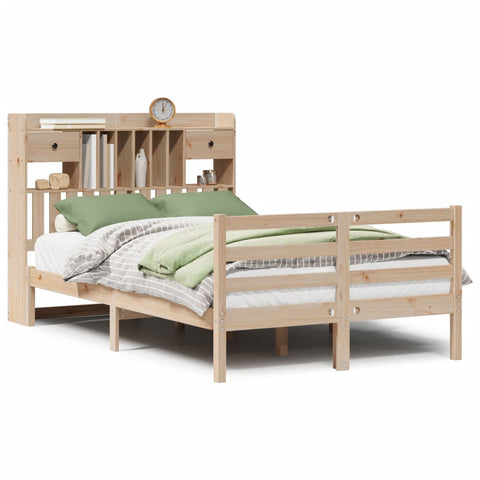 vidaXL Bookcase Bed without Mattress 135x190 cm Doouble Solid Wood Pine