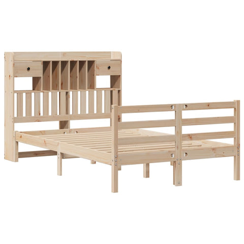 vidaXL Bookcase Bed without Mattress 135x190 cm Doouble Solid Wood Pine