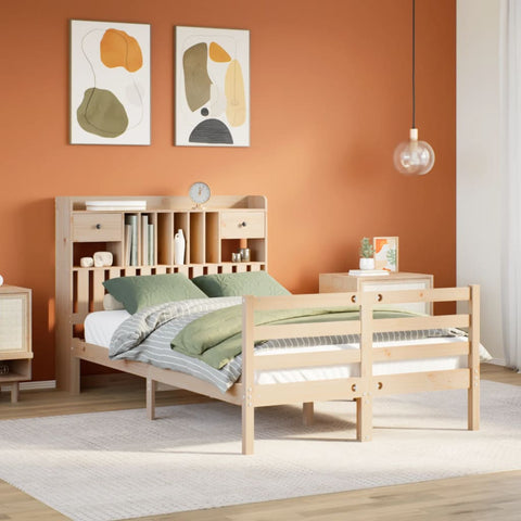 vidaXL Bookcase Bed without Mattress 135x190 cm Doouble Solid Wood Pine