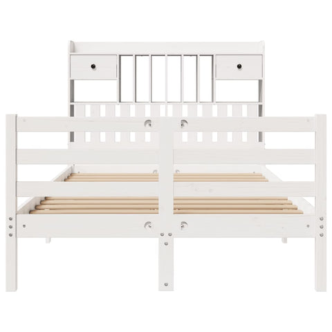 vidaXL Bookcase Bed without Mattress White 135x190 cm Doouble Solid Wood Pine