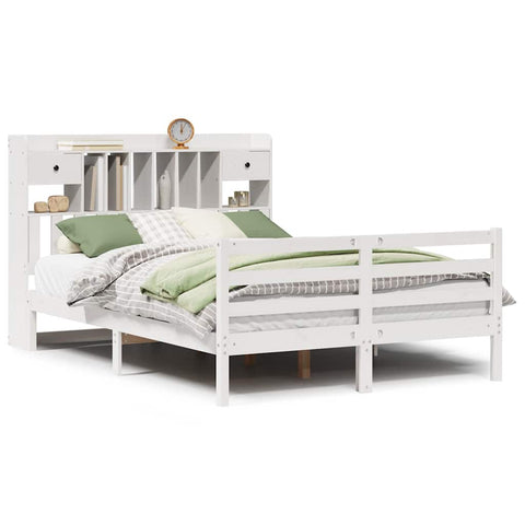 vidaXL Bookcase Bed without Mattress White 140x190 cm Solid Wood Pine