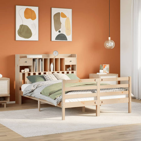 vidaXL Bookcase Bed without Mattress 140x200 cm Solid Wood Pine