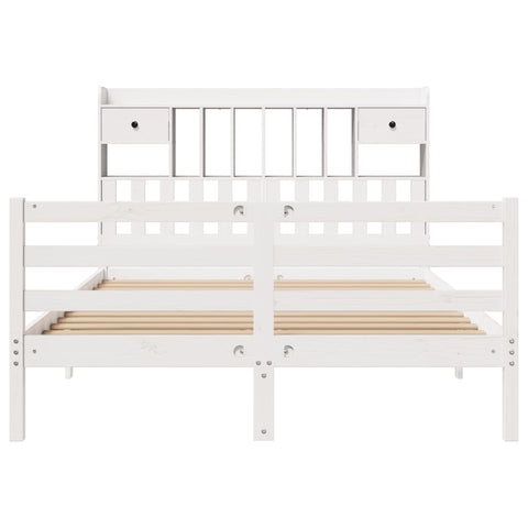 vidaXL Bookcase Bed without Mattress White 140x200 cm Solid Wood Pine