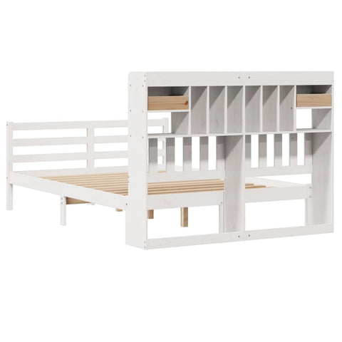 vidaXL Bookcase Bed without Mattress White 140x200 cm Solid Wood Pine
