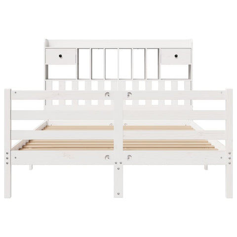 vidaXL Bookcase Bed without Mattress White 150x200 cm King Size Solid Wood Pine