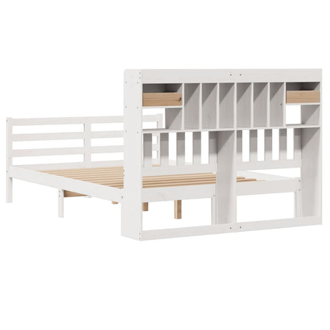 vidaXL Bookcase Bed without Mattress White 150x200 cm King Size Solid Wood Pine