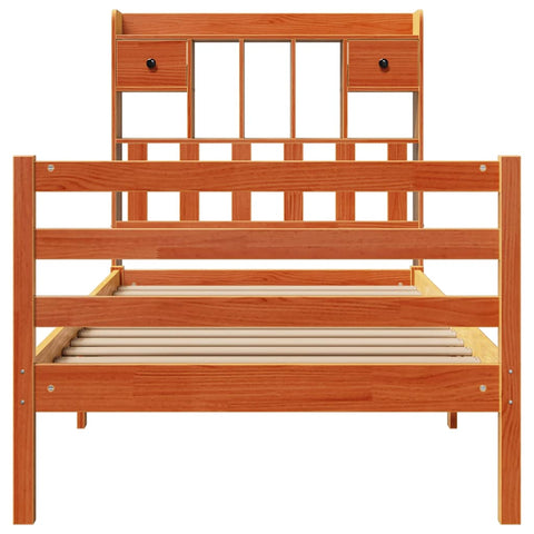vidaXL Bookcase Bed without Mattress Wax Brown 75x190 cm Small Single Solid Wood Pine