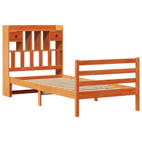 vidaXL Bookcase Bed without Mattress Wax Brown 90x190 cm Single Solid Wood Pine