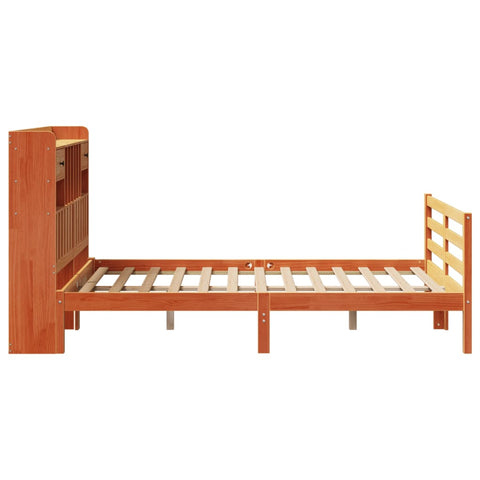 vidaXL Bookcase Bed without Mattress Wax Brown 135x190 cm Doouble Solid Wood Pine