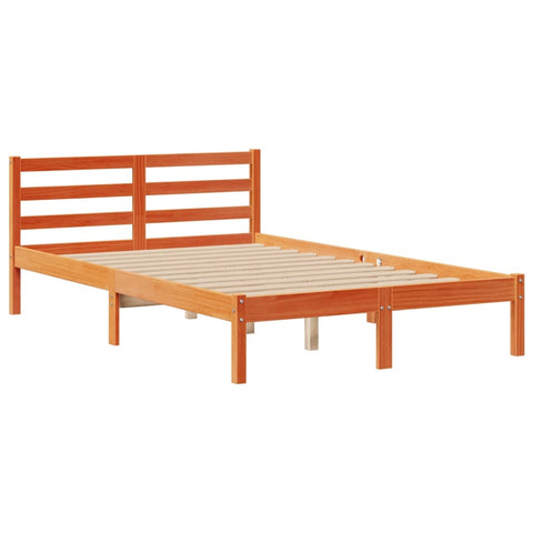 vidaXL Bookcase Bed without Mattress Wax Brown 135x190 cm Doouble Solid Wood Pine
