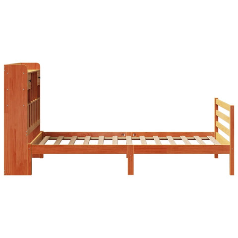 vidaXL Bookcase Bed without Mattress Wax Brown 100x200cm Solid Wood Pine