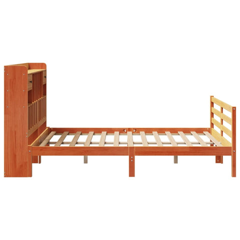 vidaXL Bookcase Bed without Mattress Wax Brown 150x200 cm King Size Solid Wood Pine