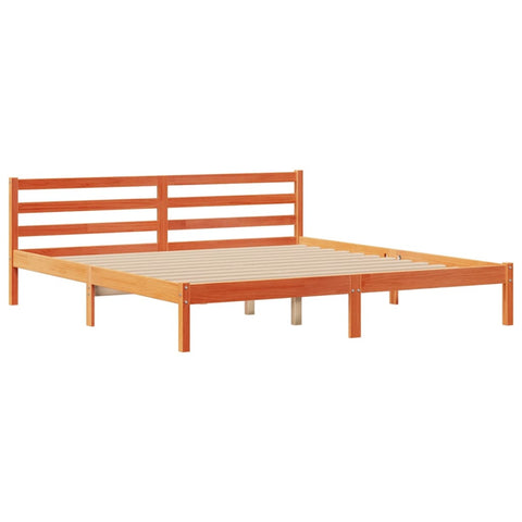 vidaXL Bookcase Bed without Mattress Wax Brown 200x200cm Solid Wood Pine