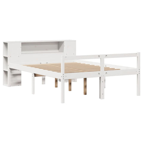 vidaXL Bookcase Bed without Mattress White 135x190 cm Double Solid Wood Pine