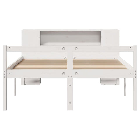 vidaXL Bookcase Bed without Mattress White 150x200 cm King Size Solid Wood Pine