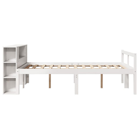 vidaXL Bookcase Bed without Mattress White 150x200 cm King Size Solid Wood Pine