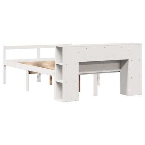 vidaXL Bookcase Bed without Mattress White 150x200 cm King Size Solid Wood Pine