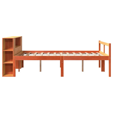 vidaXL Bookcase Bed without Mattress Wax Brown 135x190 cm Double Solid Wood