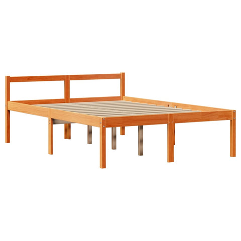 vidaXL Bookcase Bed without Mattress Wax Brown 135x190 cm Double Solid Wood