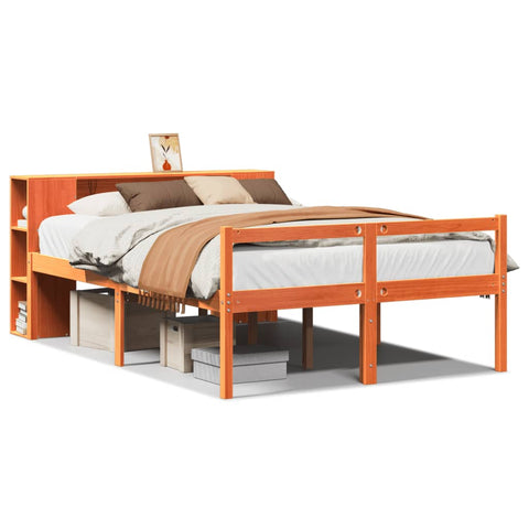 vidaXL Bookcase Bed without Mattress Wax Brown 120x200 cm Solid Wood