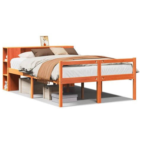 vidaXL Bookcase Bed without Mattress Wax Brown 160x200 cm Solid Wood