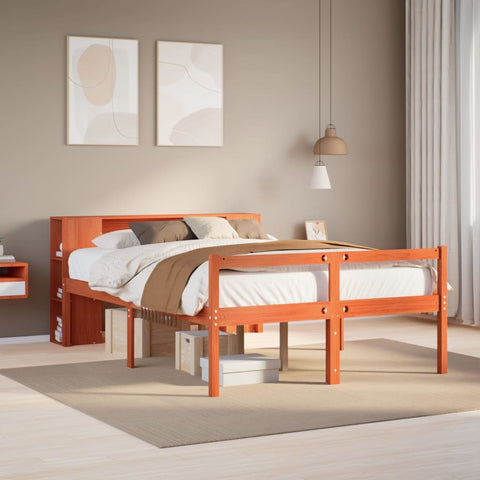 vidaXL Bookcase Bed without Mattress Wax Brown 160x200 cm Solid Wood