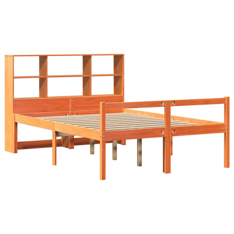 vidaXL Bookcase Bed without Mattress Wax Brown 135x190 cm Double Solid Wood