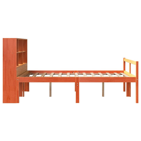 vidaXL Bookcase Bed without Mattress Wax Brown 135x190 cm Double Solid Wood