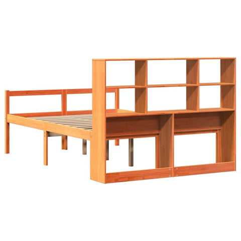 vidaXL Bookcase Bed without Mattress Wax Brown 135x190 cm Double Solid Wood