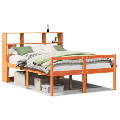 vidaXL Bookcase Bed without Mattress Wax Brown 120x200 cm Solid Wood