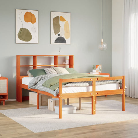 vidaXL Bookcase Bed without Mattress Wax Brown 160x200 cm Solid Wood