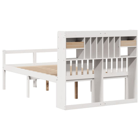 vidaXL Bookcase Bed without Mattress White 135x190 cm Doouble Solid Wood Pine