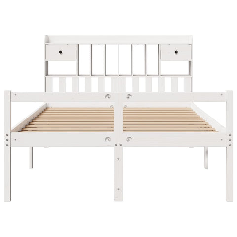 vidaXL Bookcase Bed without Mattress White 150x200 cm King Size Solid Wood Pine