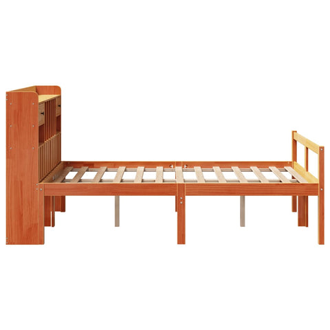vidaXL Bookcase Bed without Mattress Wax Brown 135x190 cm Doouble Solid Wood Pine