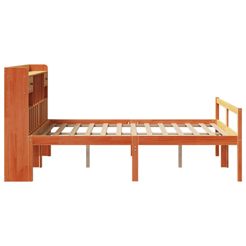vidaXL Bookcase Bed without Mattress Wax Brown 150x200 cm King Size Solid Wood Pine