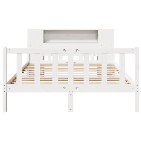 vidaXL Bookcase Bed without Mattress White 150x200 cm King Size Solid Wood Pine