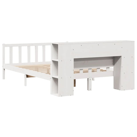 vidaXL Bookcase Bed without Mattress White 150x200 cm King Size Solid Wood Pine