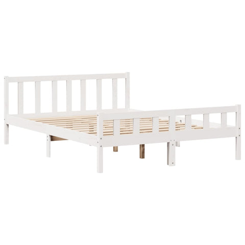 vidaXL Bookcase Bed without Mattress White 150x200 cm King Size Solid Wood Pine