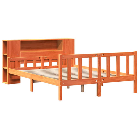 vidaXL Bookcase Bed without Mattress Wax Brown 150x200 cm King Size Solid Wood