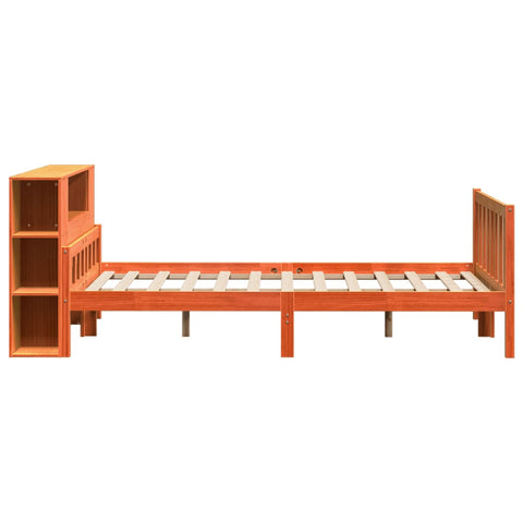 vidaXL Bookcase Bed without Mattress Wax Brown 150x200 cm King Size Solid Wood