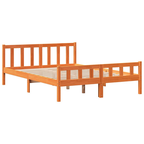 vidaXL Bookcase Bed without Mattress Wax Brown 150x200 cm King Size Solid Wood