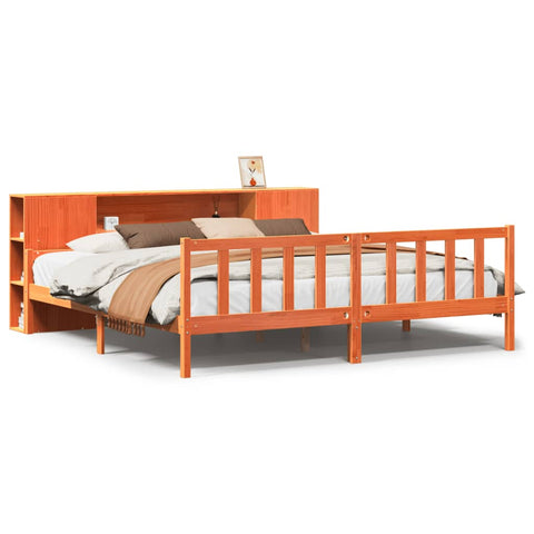 vidaXL Bookcase Bed without Mattress Wax Brown 180x200 cm Super King Solid Wood